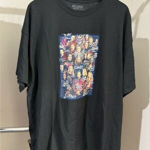 Marvel MCU Avengers Infinity Saga Actors Pic signatures Men’s 2XL Black T Shirt
